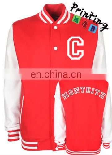 Varsity Letterman, College Baseball Cotton Jacket With Leather Sleeves photo-2