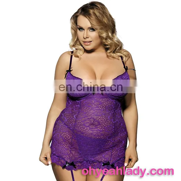 Three Color Four Size Lace See Through Sexy Lingerie for Fat Women photo-5