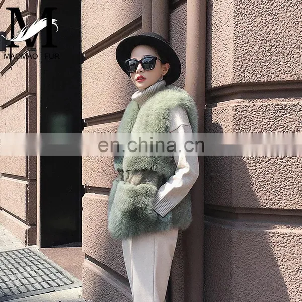Factory Wholesale Fashion New Style Classical Pattern Lady Fur Waistcoat Fur Gilet Fox Fur Vest photo-2