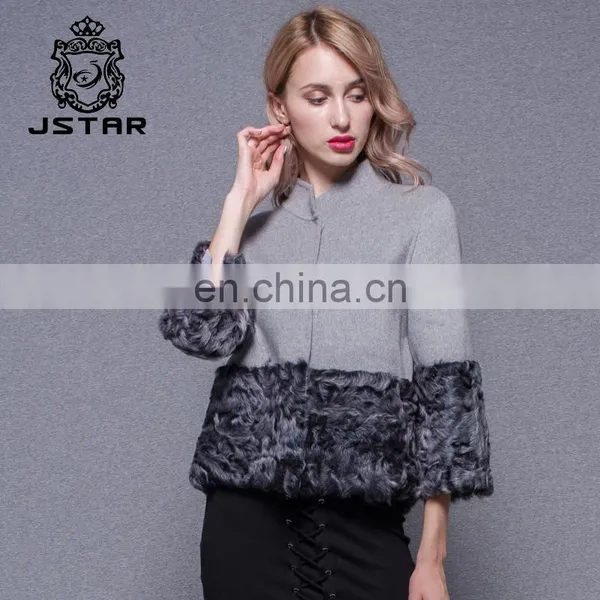 Double Cashmere Gray Color 7 Minutes of Sleeve Winter Coat Women photo-5