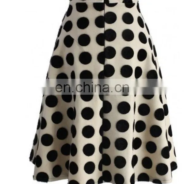 Polka Dots Velvet A-line Midi Skirt photo-3