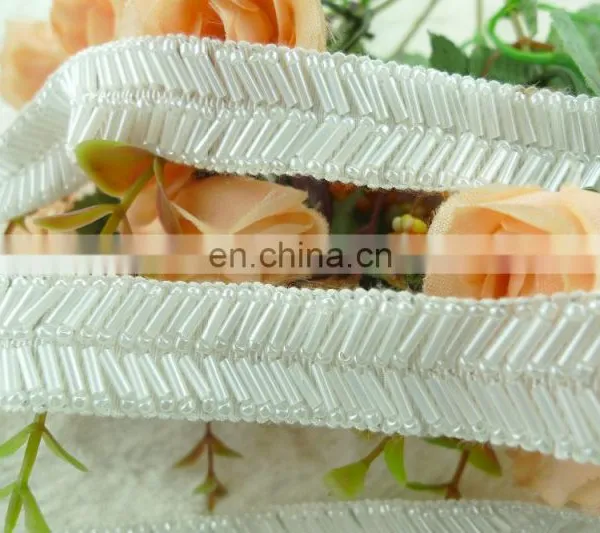 2015 Decorative White Beade Trim for Wedding Fancy Lace Trim for Garment photo-3