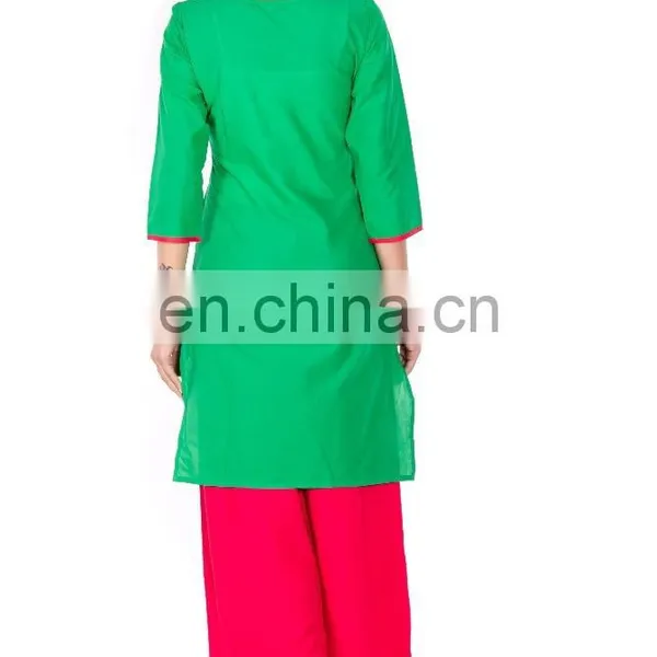 100% Cotton Made Round Neck With Intricate Embroidery at Front Kurti for Woman photo-2