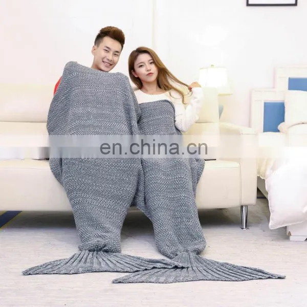 100% Acrylic Knitted Soft Mermaid Tail Blanket photo-4