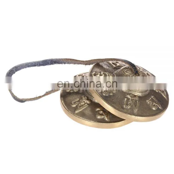 2.6in Handcrafted Tingsha Cymbal Bell W/Striker for Buddhism Meditation Old Tibet Tibetan Buddhist Bronze Tingsha Cymbals photo-4