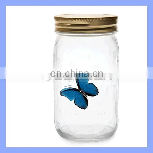 Butterfly Collection Tap to Fly Decoration Gift Toy Butterfly Glass Jar