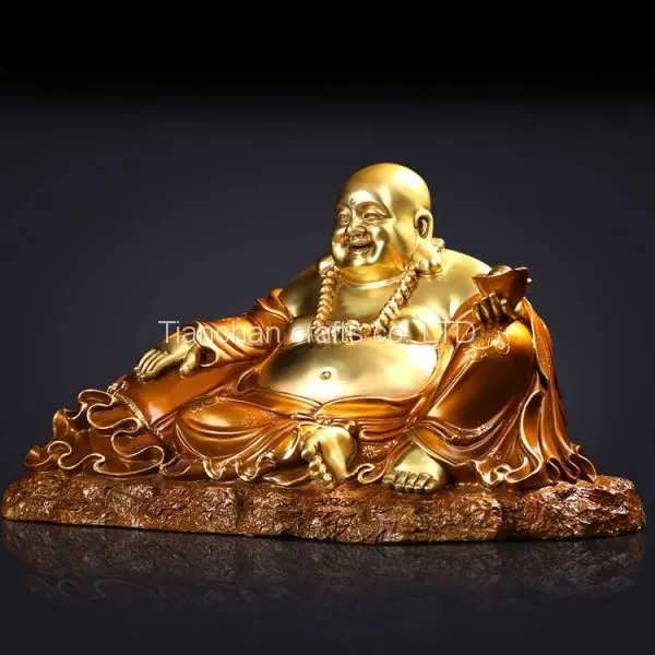 The Bronze Sitting Laughing Buddha Statue is Depicted as Fat and Smiling photo-5