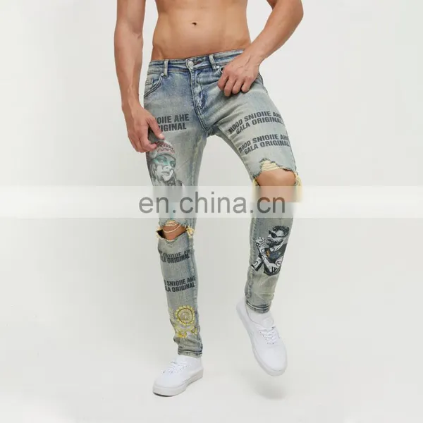 DiZNEW OEM DENIM SKINNY FIT DIGITAL PRINTING DESIGNERS MEN JEANS photo-5