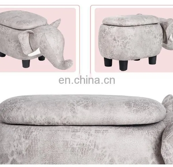Animal Elephant Shaped Kids Storage Stool for Living Room Furniture photo-4