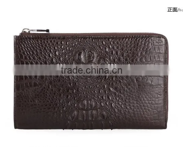 Vintage Style Crocodile and Soft Calf Leather Men Clutch Wristlet Wallet Handbag Wholesale photo-2