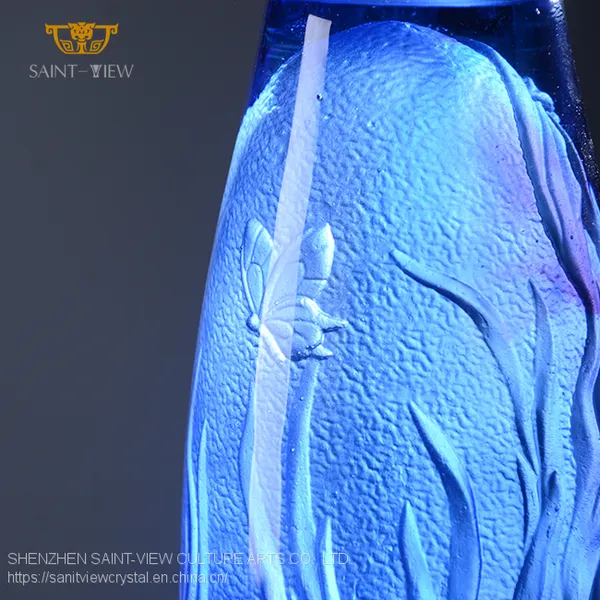 Manufacturer H20cm H14cm Crystal Inside Matt Carving Design Original Incense Burner Set photo-5
