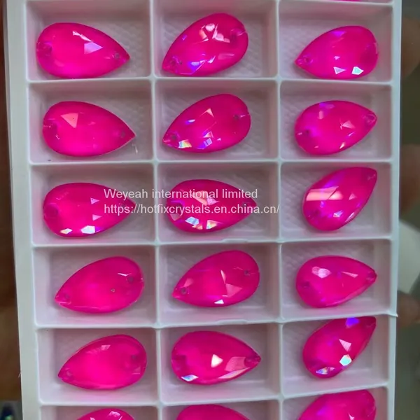 Sew on Flat Back Glass Rhinestones in Flat Back Stones Tear Drop
