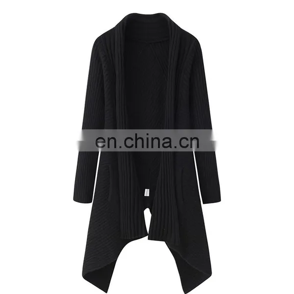 Custom Women's Knitted Tuxedo Design Winter Solid Pattern Casual Cardigan Coat With Batwing Sleeves Pockets Made Soft Cashmere photo-3