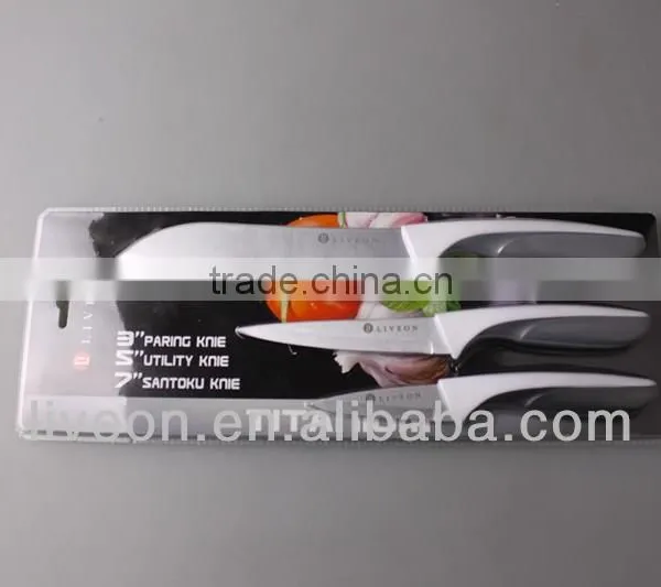 2014 LIVEON 3pcs Black Titanium Boned Kitchen Knife