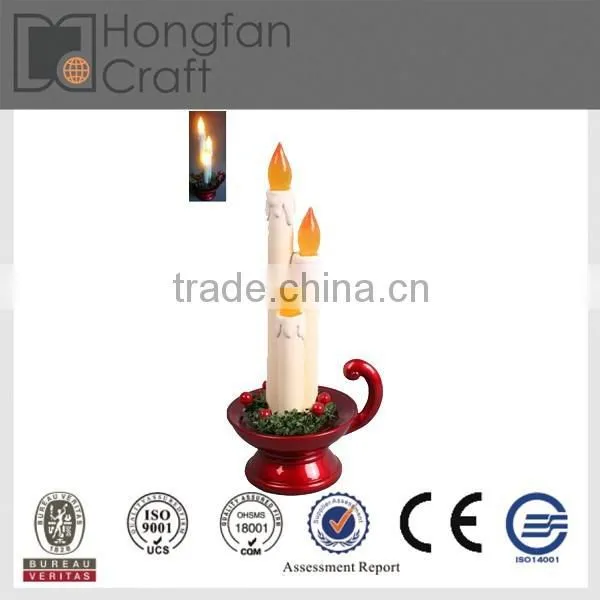 New Product Resin Handcraft Christmas Led Candle in Home Decoration