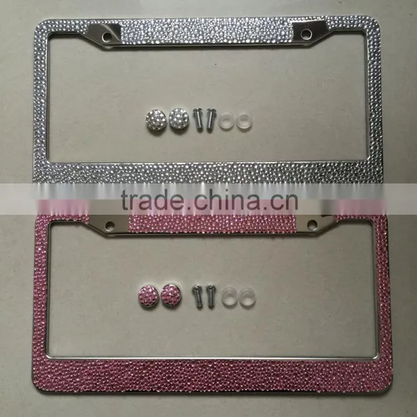 2016 Bling License Plate Frames Pink Diamond Crystal License Plate Frame With Scraw Cap photo-2