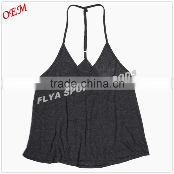 Wholesale Womens Top Quality Cotton Adjustable T-back Strap Gym Tank Top photo-4