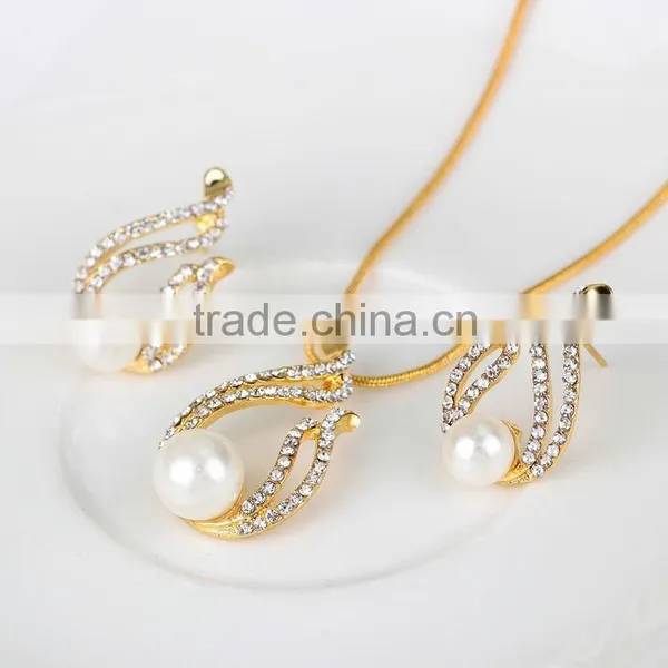 Luxury Brand Imitation Pearl Necklace Earrings Wedding Jewelry Sets Vintage Fashion Crystal Bridal Jewellery Set for Women Gift photo-2