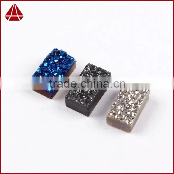 Small Grain Rectangle Flat Agate Druzy Bar Cabochon Semi-precious Gemstone for Jewelry photo-3