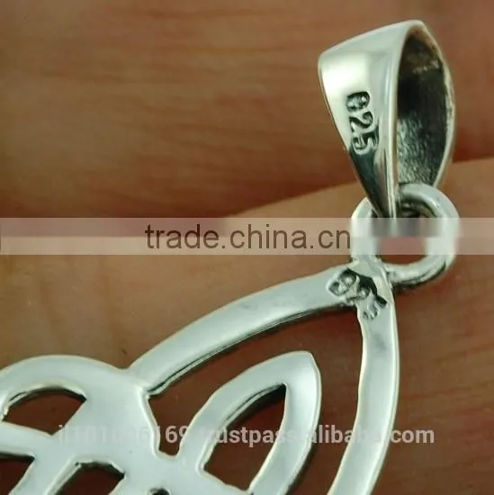Large Celtic Trinity Knot Silver Pendant, Pn78 photo-5