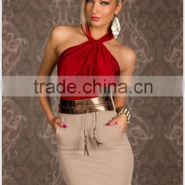 Custom Made Halter Bodycon Dress With Belt photo-4