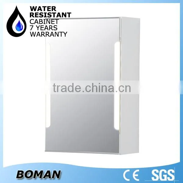 white lacquered led bathroom mirror with tv