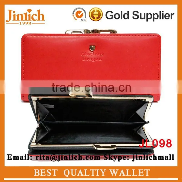 2015 New Fashion Metal Red Money Clip Colorful Women Wallet With Snap Closure