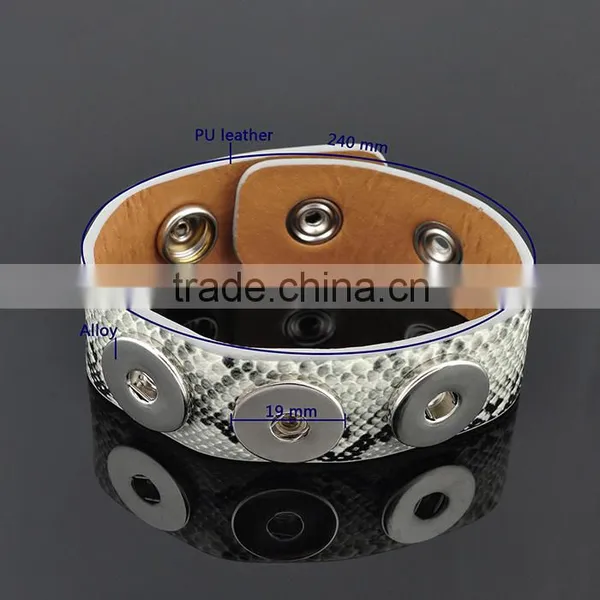 Wholesale Leather Wrap Bracelet With Snap Button Jewelry Fit For Button photo-6
