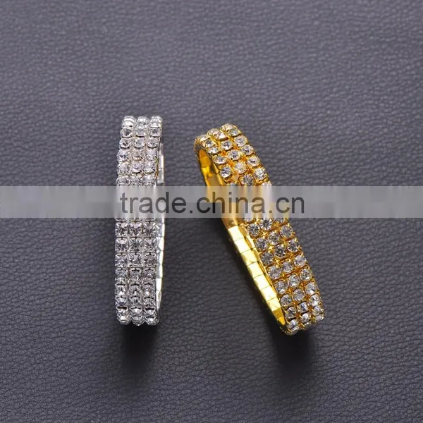 (M0839) 100pcs/lot Elastic Wedding Flower Rhinestone Napkin Rings,Napkin Holders,42mm Inner Size, Outer Size:50mm,silver or Gold