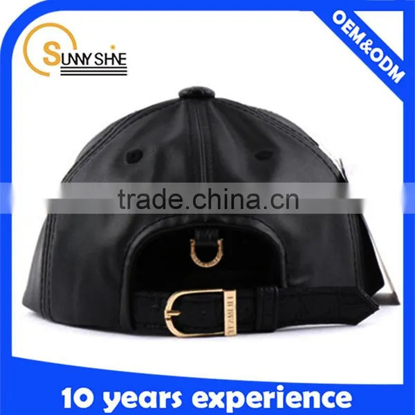 Wholesale Custom-made Leather 6 Panel Plain Snapback Cap photo-5