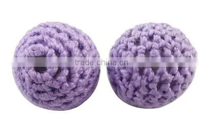 16mm Handmade Wool Wrapped Acrylic Beads Crochet Ball Beads(WA001Y-M) photo-2