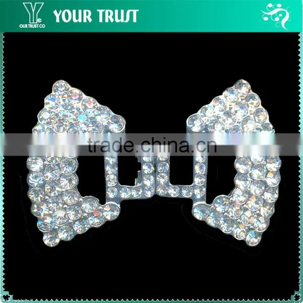 5MM 2MM Clear Crystal Rhinestone Ribbon Rhodium Metal Pair Buckle photo-2