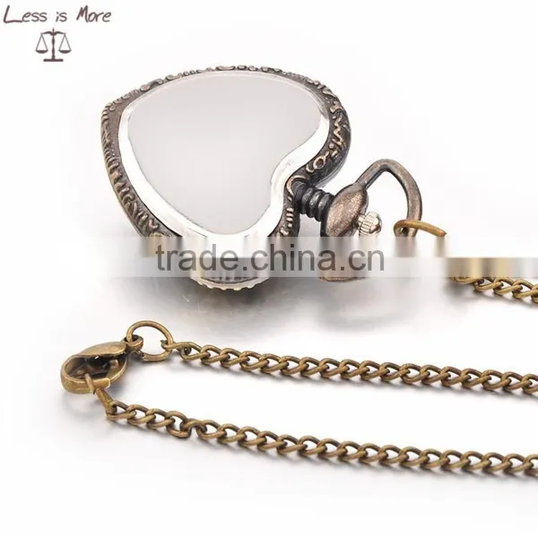 Heart Shape Pocket Watch Necklace Antique Heart Pendant photo-2
