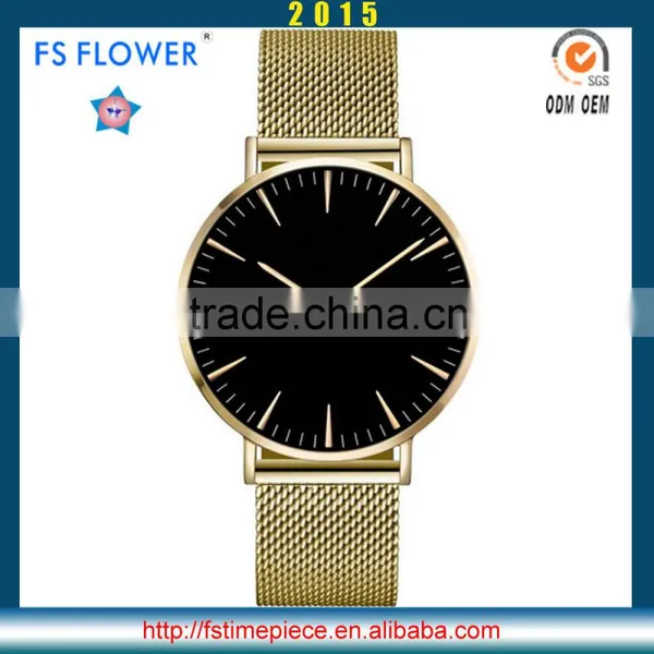 FS FLOWER - 2015 Hot Sell Boy Men Watch Stainless Steel Case Mesh Band Watch Vogue Quartz Watch photo-2