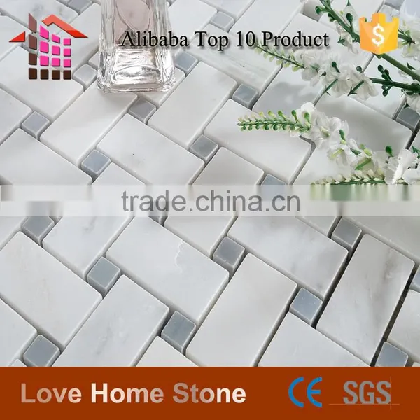 Carrara White Natural Stone Earrings Marble Mosaic