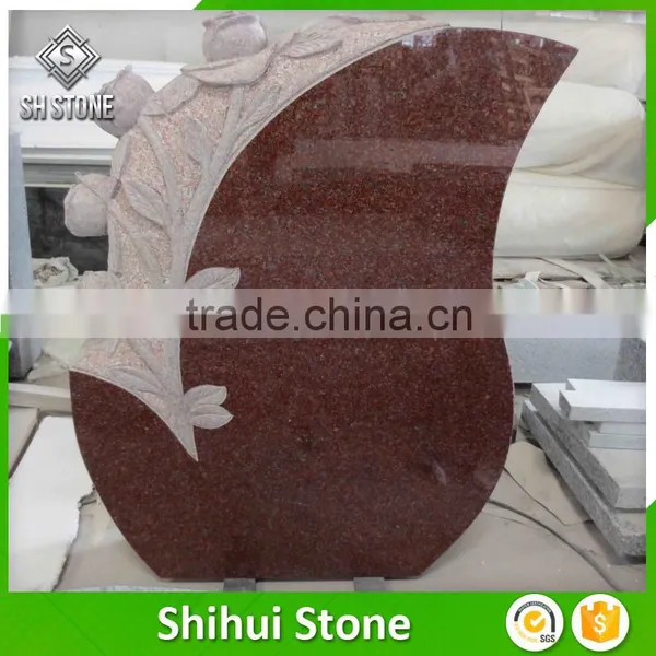 Custom Design Granite India Red Tear Drop Headstone