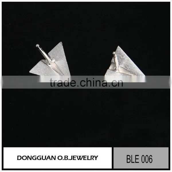Fashion White Gold Silver Stud Earrings Setting Without Stone photo-2