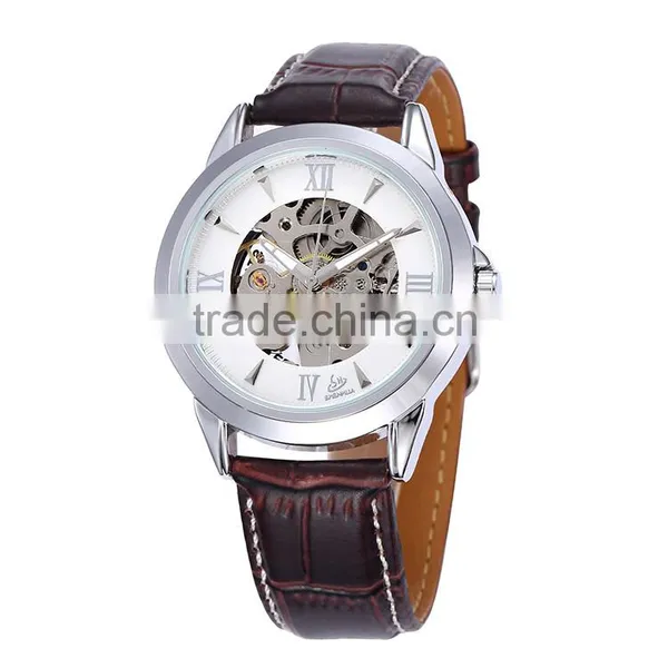 Oem Genuine Leather Men's Teenage Fashion Skeleton Automatic Mechanical Watch Waterproof photo-2