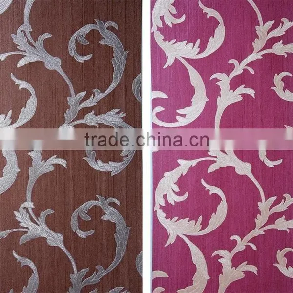 Deep Embossed Pvc Wallpaper /wall Murals With Decorative Flowers photo-6