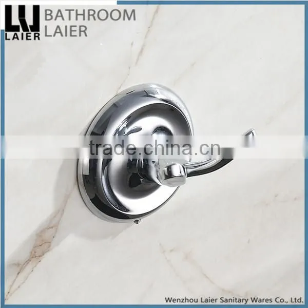 Luxury Bathroom Design Zinc Alloy Chrome Finishing Bathroom Accessories Wall Mounted Double Robe Hook photo-3