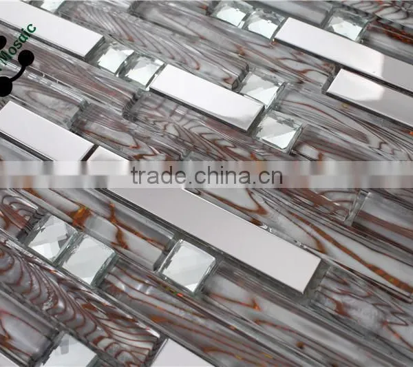 SMJ02 Hot Sale Mosaic Stainless Steel Frame Mosaic Mix Red Crystal Glass Mosaic photo-5