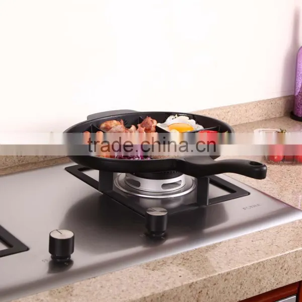 4 Section Round Egg Skillet Divided Master Aluminium Fry Cooking Grill Non Stick Pan photo-3
