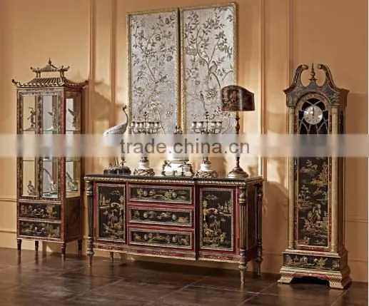 Noble Elegant Home Decorating Grandfather Clock , European Style Wooden Hand Painted Floor Clock, Gothic Wooden Clock photo-2