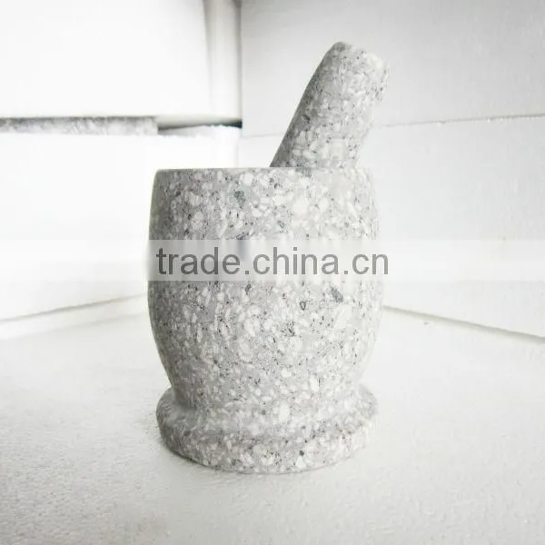 White Granite Maifan Stone Mortar and Pestle