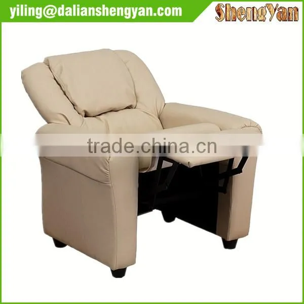 Children's Cream Colour PU Leather Look Cushioned Rocking Armchair & Footstool photo-5