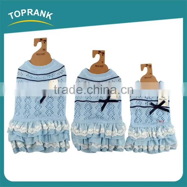 Fashion Style Knitted Sweater Blue Lace Dress Lovable Female Pet Accessories Dog Clothes photo-2