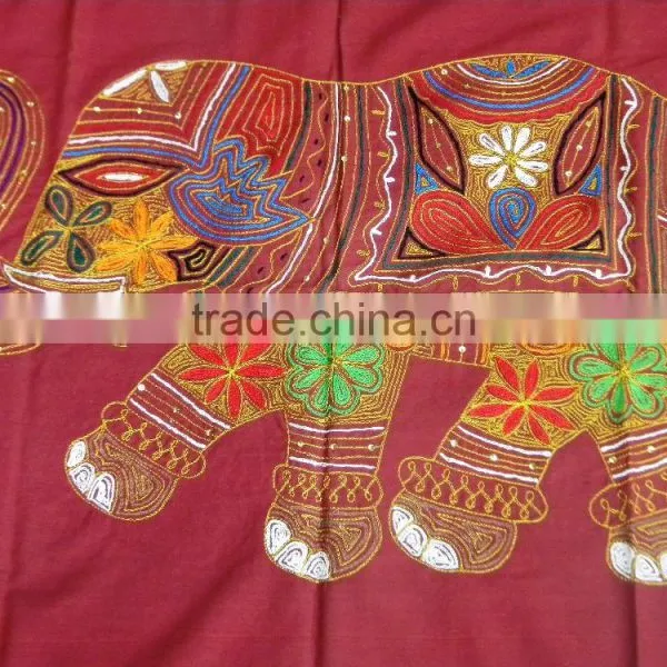 Traditionally Designed Sequins Work Embroidery Work Patchwork Indian Cotton Wall Hanging Elephant photo-2