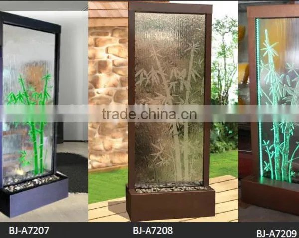 Stainless Steel Frame Glass Waterfall Green Bamboo Furniture photo-3