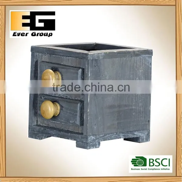 Offwhite Drawer Shaped Wooden Flower Planter photo-2