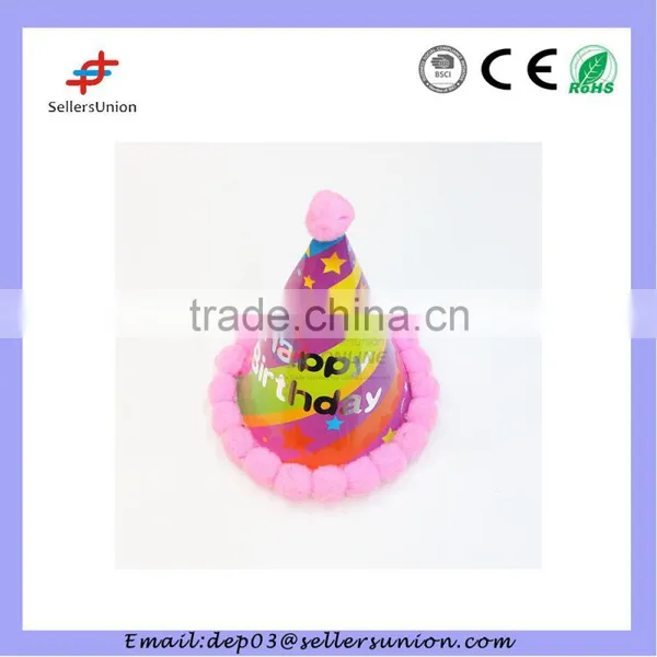 SO0825 Party Hat With Fuzzy Ball